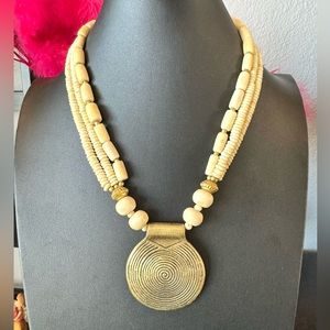 Artisan Nepal Beaded Brass Pendant Necklace